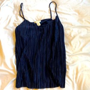 H&M navy blue pleated tank top